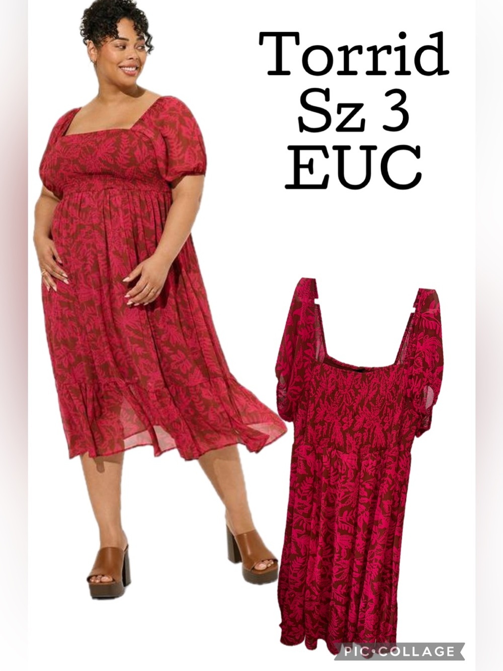 TORRID Tea Length Smocked Bodice A-Line Dress. Sz 3X. EUC